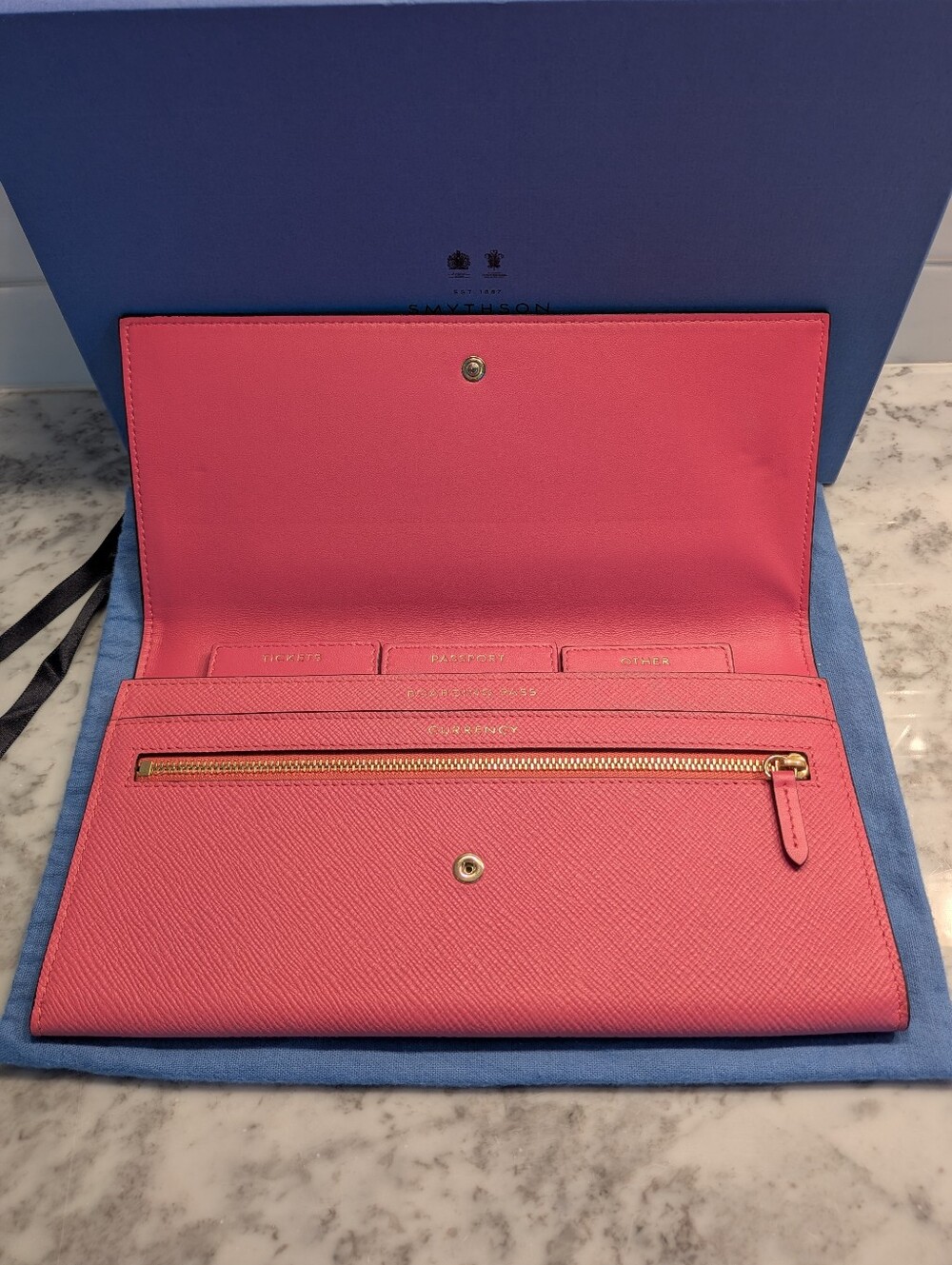 Smythson of Bond Street Leather Travel Wallet Passport Holder New